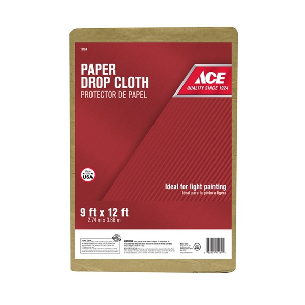 ACE 02101/12ACE Drop Cloth, 12 ft L, 9 ft W, Kraft Paper, Brown - 1