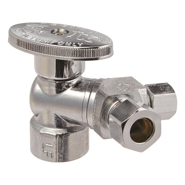 ACE ACE2902VLF Dual Shut-Off Valve, 1/2 x 3/8 x 1/4 in Connection, FIP x Compression, Brass Body - 2