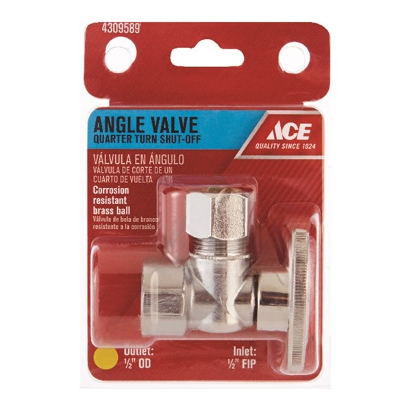 ACE ACE2049LF Angle Shut-Off Valve, 1/2 in Connection, FIP x Compression, Brass Body - 1