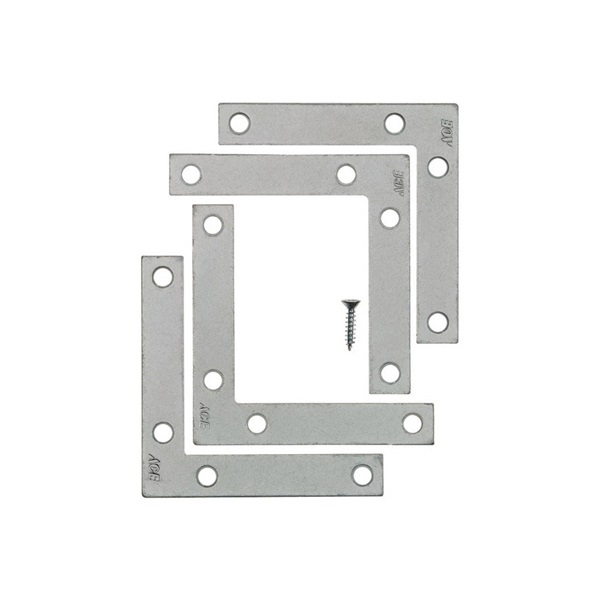 Flat Corner Brace, Ace, 3-1/2 in L, 4-3/4 in W, 3-1/2 in H, Zinc - 2