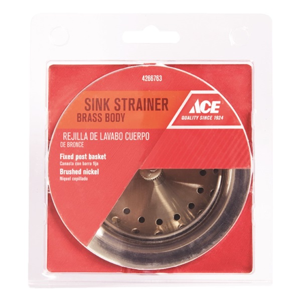 ACE ACE5435BN Strainer Assembly, 3-1/2 in Dia, Brass, Brushed Nickel - 1