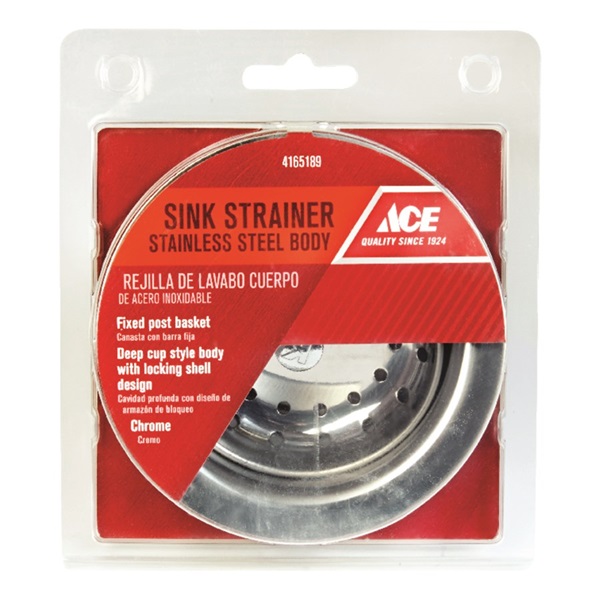ACE ACE5412 Basket Strainer Assembly, 4-1/2 in Dia, Stainless Steel, Chrome - 1