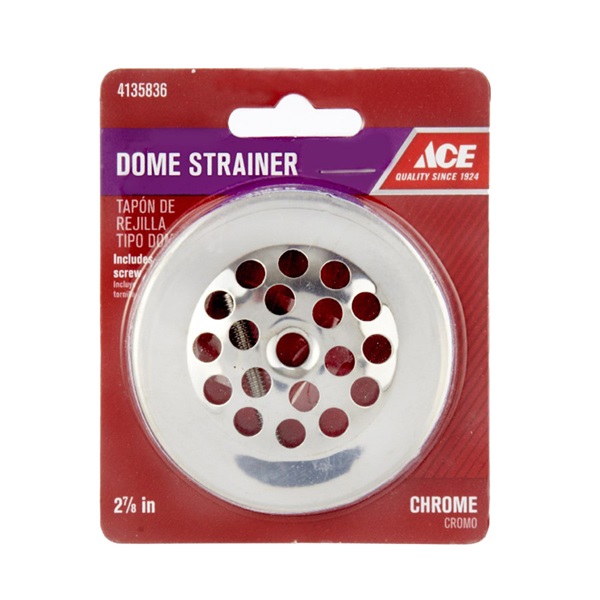 ACE ACE5064PC Dome Strainer, 2-7/8 in Dia, Metal, Chrome - 1