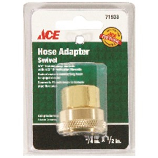 ACE GT3081A Hose Adapter, 3/4 x 1/2 in, FHT x Female, Brass - 1