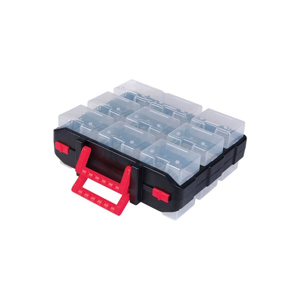 ACE ACE-201428 Storage Organizer, 18-Compartment, Plastic, Black/Clear - 1