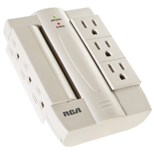 Audiovox PSWTS6R Swivel Surge Protector, 7-Outlet, 1500 J Energy