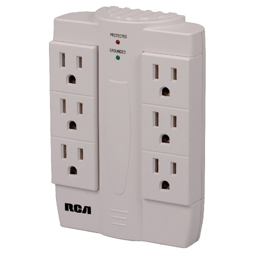 Audiovox PSWTS6R Swivel Surge Protector, 7-Outlet, 1500 J Energy