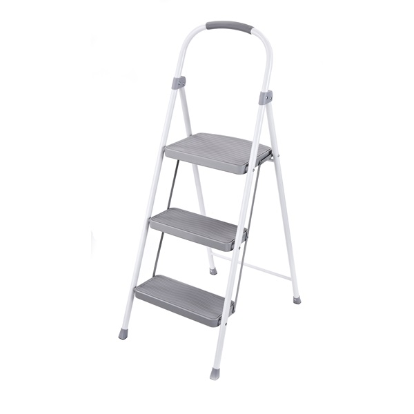 RMS-3 Step Stool, 37.8 in H, 3-Step, 225 lb, 10-3/8 in Top, 6 in Middle, 6 in Bottom D Step, Steel