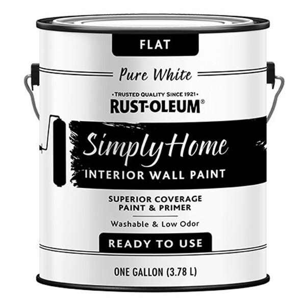 332119 Interior Paint, Flat, Pure White, 1 gal, Water Base