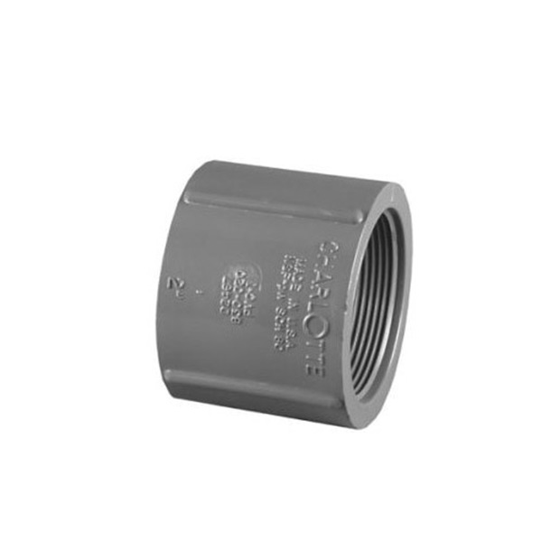 Charlotte Pipe 830-015BC Pipe Coupling, 1-1/2 in, FPT, PVC, Gray, SCH 80 Schedule