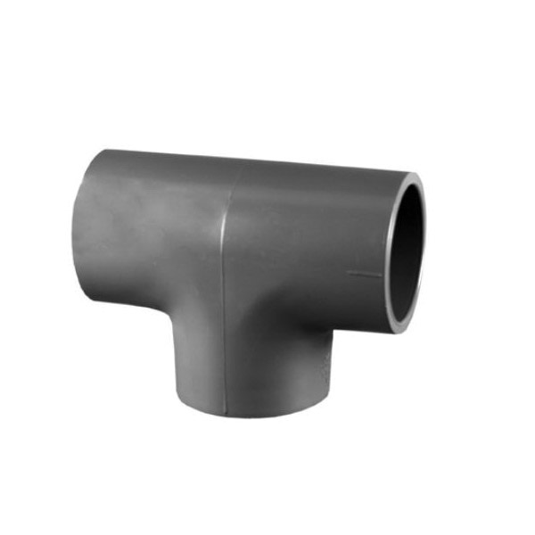 801-020BC Reducing Pipe Tee, 2 in, Socket, PVC, Gray, SCH 80 Schedule