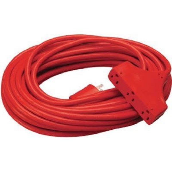 04218ME 3-Outlet Outdoor Extension Cord, 14 AWG Cable, 15 A, 125 V, Red