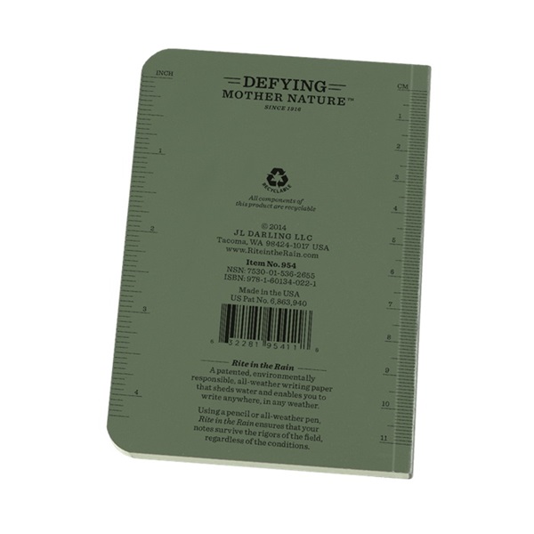 All Weather Pocket Notebook, Rite in the Rain, Green - 3