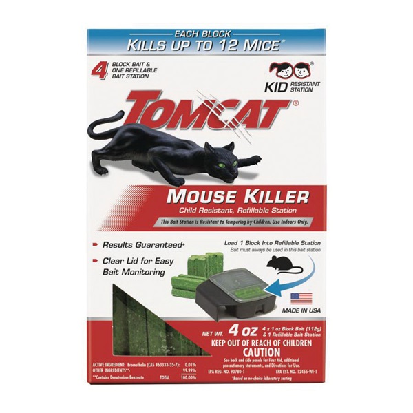 Tomcat 0371110 Mouse Killer Refillable Station, Solid, 4 oz Bag
