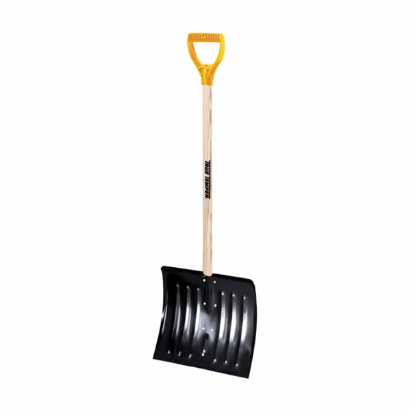 1640700 Snow Shovel, 18 in W Blade, 15 in L Blade, Steel Blade, Wood Handle