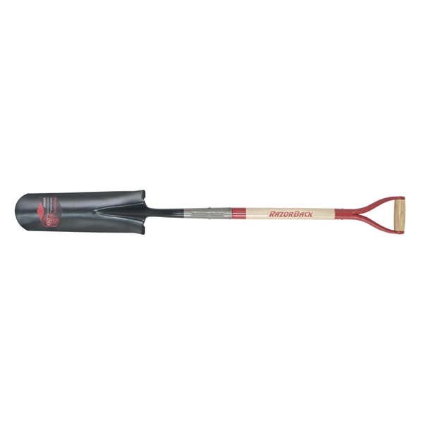 2597400 Drain Spade, 5-3/4 in W Blade, Steel Blade, Wood Handle, D-Shaped Handle, 30 in L Handle