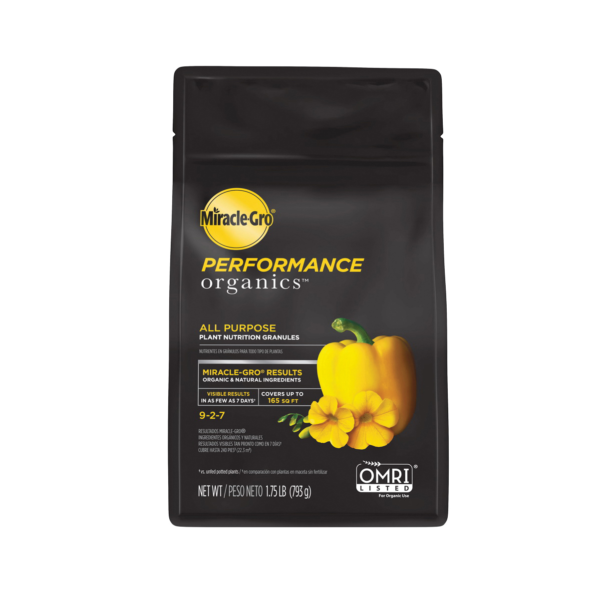 Miracle-Gro Performance Organics 3003601 All-Purpose Plant Nutrition, 1.75 lb Bag, Solid, 9-2-7 N-P-K Ratio - 5