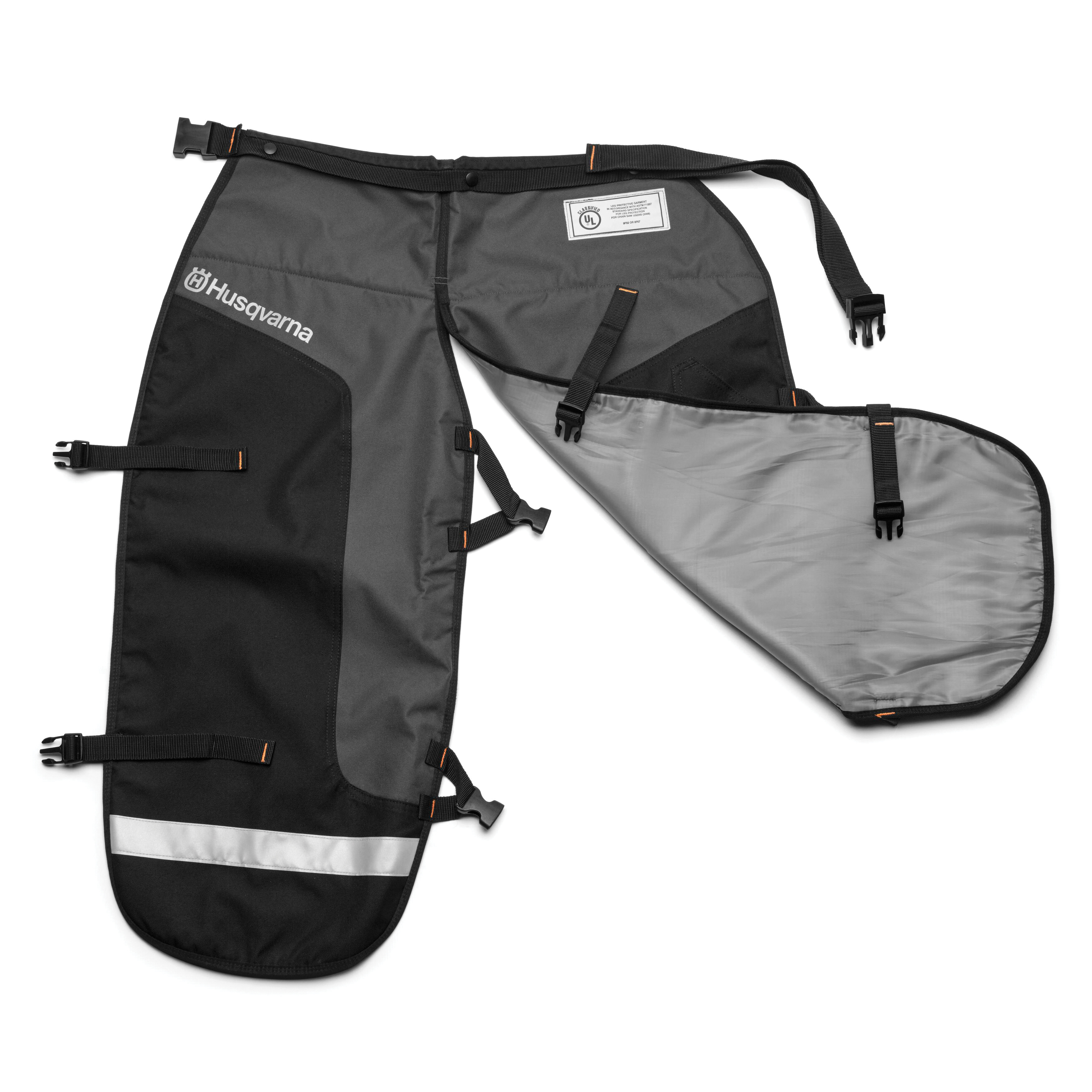 Chainsaw Chaps, Husqvarna, 42 in Waist, 36 to 38 in L, 5-Layer, Black - 2