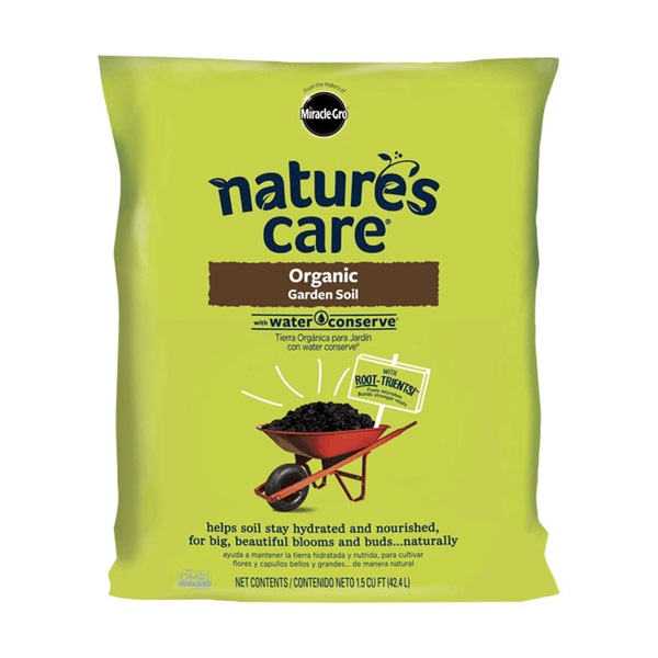 Miracle-Gro Nature's Care 71959630 Organic Garden Soil, 6 sq-ft Coverage Area, Solid, 1.5 cu-ft Bag