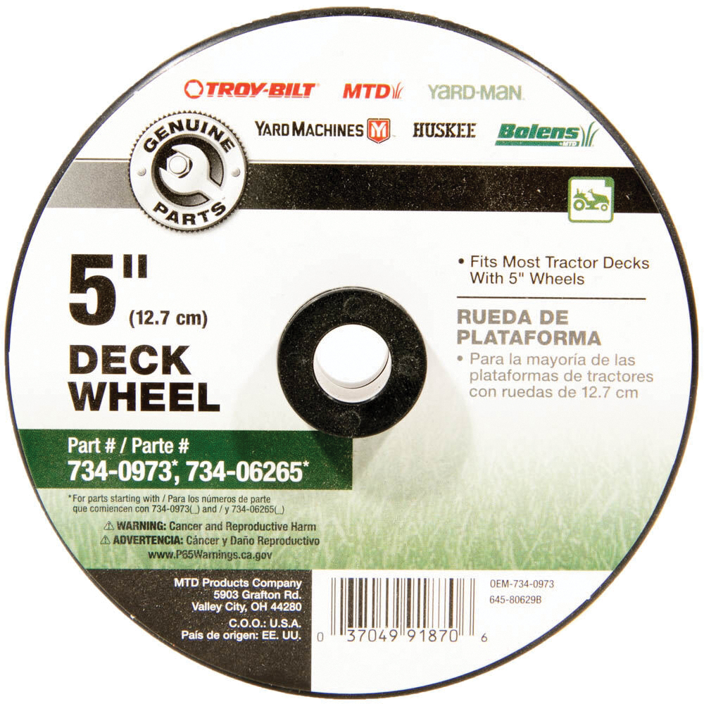 MTD OEM-734-0973 Deck Wheel, Tubeless, Plastic Rim, For: 42 in, 46 in, 50 in, 54 in Deck Lawn Tractors