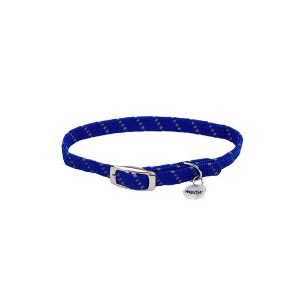 ElastaCat 07741 BLU10 Reflective Safety Stretch Collar with Charm, 3/8 in W Collar, 10 in L Collar, Blue - 1