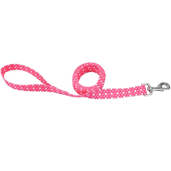 Coastal Pet Products 00966 PDT06 Dog Leash, 6 ft L, 1 in W, Nylon Line, Polka Dot Pink