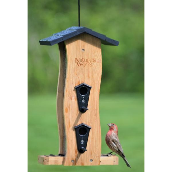 Nature's Way BWF5 Vertical Bird Feeder, Wave, 2 qt, Seed, Bamboo
