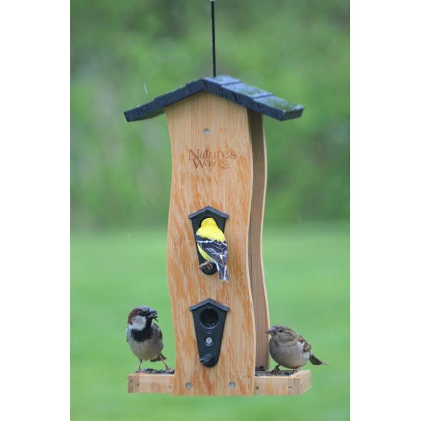 Nature's Way BWF5 Vertical Bird Feeder, Wave, 2 qt, Seed, Bamboo