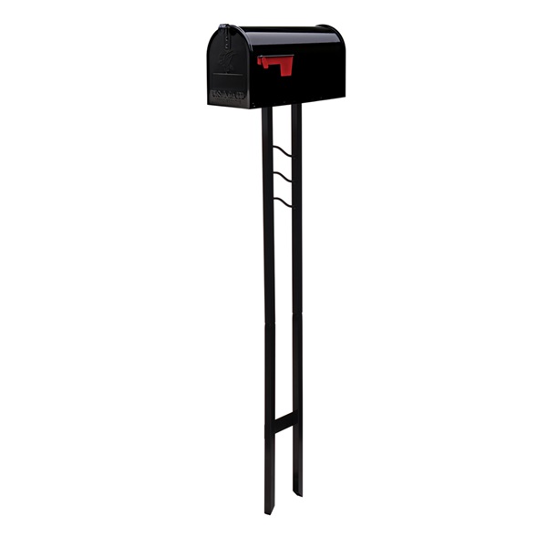Gibraltar Mailboxes Mailbox To Go Series MC11KIT0B Mailbox and Post, 800 cu-in Mailbox, Steel Mailbox, Steel Post, Black