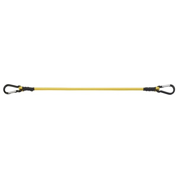 Bungee Cord, Keeper, 24 in L, Rubber, Yellow, Carabineer Hook End, 2 pk - 3
