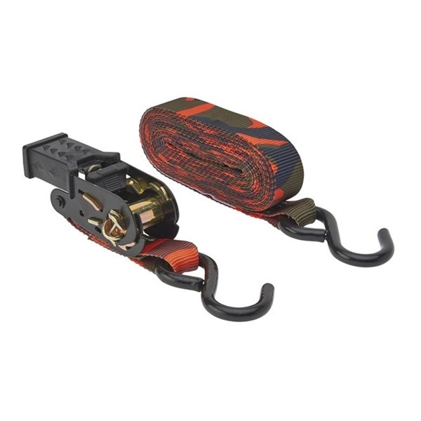Keeper 47302 Tie-Down Strap, 1 in W, 16 ft L, Blaze Camouflage, 600 lb Working Load, S-Hook End