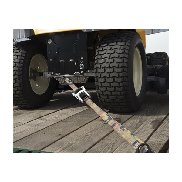 Ratchet Tie-Down Strap, Keeper, 1 in W, 12 ft L, Desert Camouflage, 550 lb Working Load, S-Hook End, 2 pk - 3