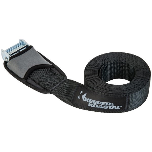 Koastal Lashing Strap with Protective Cover, Keeper, 1-1/2 in W, 12 ft L, Black, 300 lb Working Load - 3