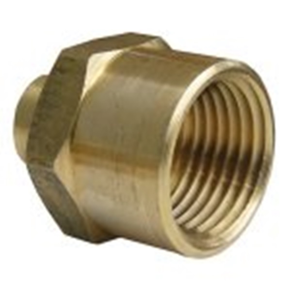 17-9281 Reducing Hex Pipe Bushing, 1/2 x 3/8 in, FPT, Brass