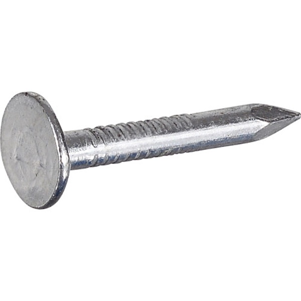 Fas-n-Tite 461455 Roofing Nail, 1 in L, Flat Head, 11 ga, Steel, Gray, 258/PK