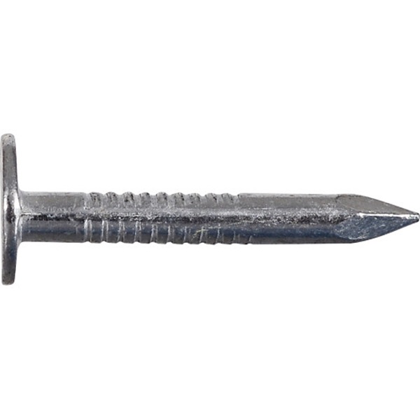Fas-n-Tite 461455 Roofing Nail, 1 in L, Flat Head, 11 ga, Steel, Gray, 258/PK