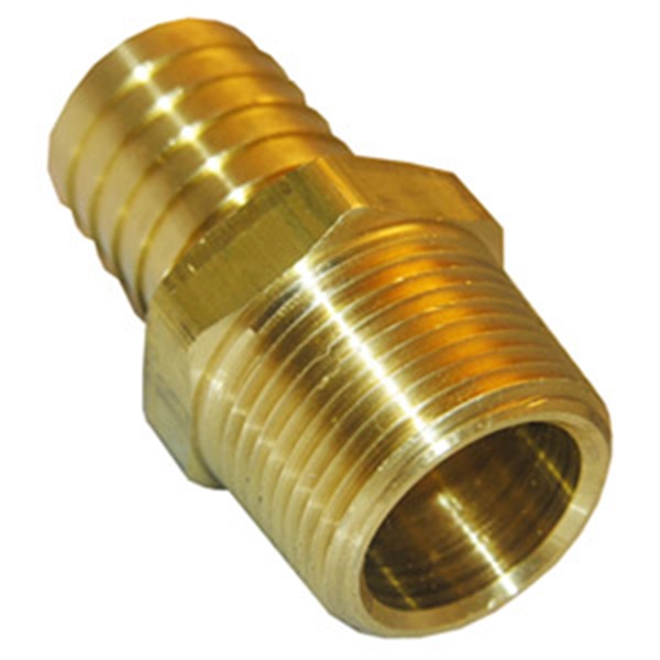 17-7717 Hose Adapter, 1/4 in, MPT, 3/8 in, Barb, Brass