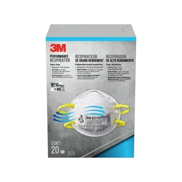 3M 8210PP20-DC Paint Prep Respirator, One-Size Mask, N95 Filter Class - 1
