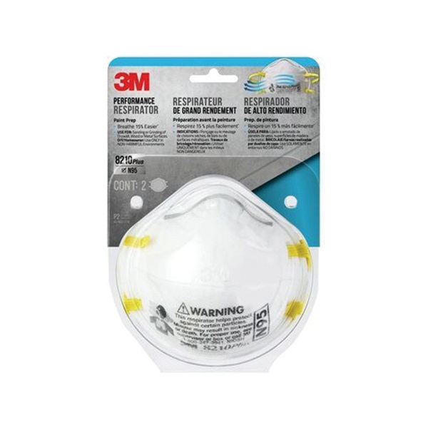 3M 8210PP20-DC Paint Prep Respirator, One-Size Mask, N95 Filter Class - 2