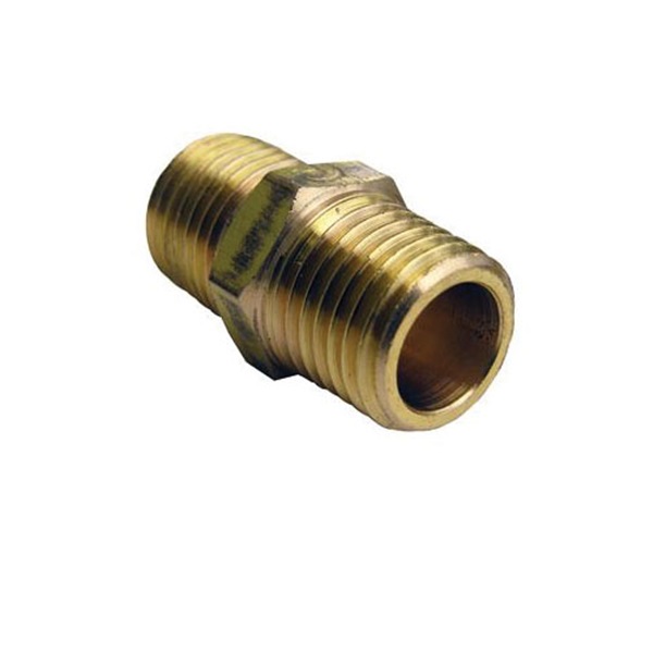 17-8611 Hex Pipe Nipple, 1/4 in, MIP, Brass, 125 psi Pressure