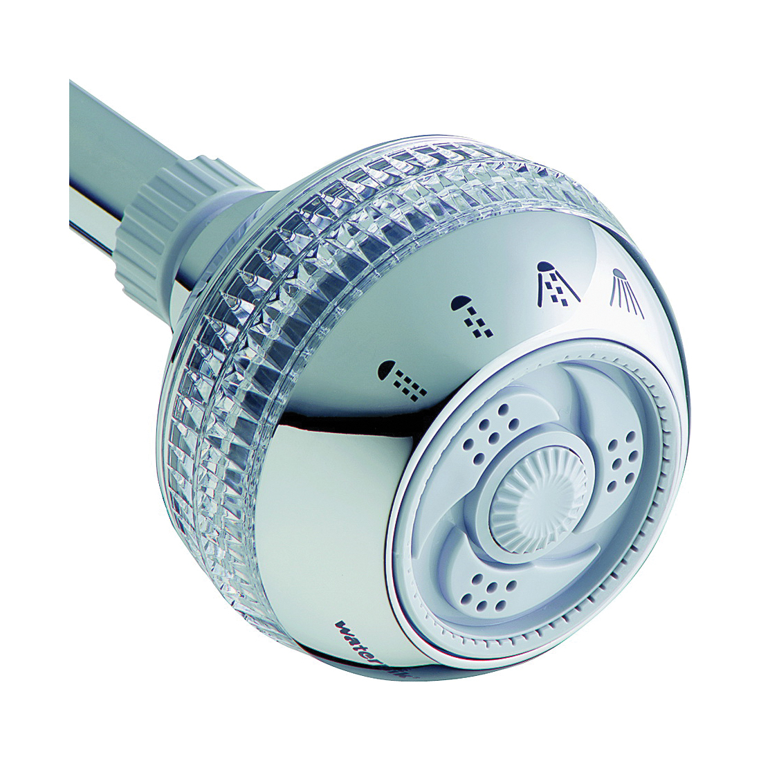 SM-423CGE Fixed Shower Head, Round, 1.8 gpm, 1/2 in Connection, Plastic, Chrome, 3-1/4 in Dia, 3-1/4 in W