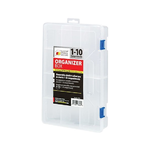 QB800 Utility Box, 11-3/4 in L, 7-3/4 in W, 2-3/16 in H, 1 to 10-Compartment, Polypropylene