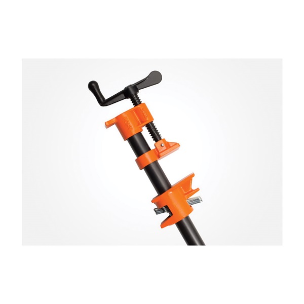 50 Pipe Clamp Fixture, Clamping Range: 3/4 in, Crank Handle, Steel, Black/Orange