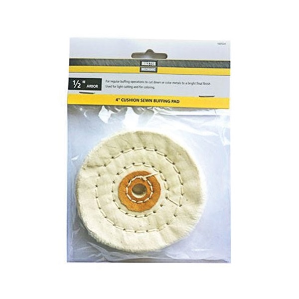 Master Mechanic 160524 Buffing Pad, 4 in Dia, 5/8 in Arbor, Cotton/Pile