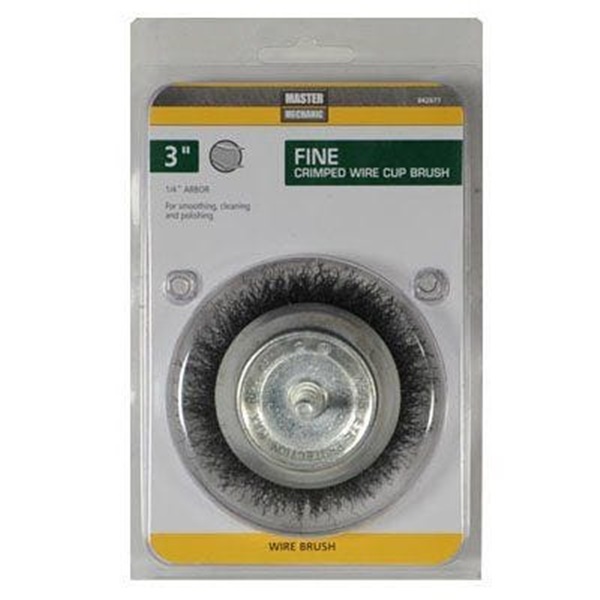 Master Mechanic 842677 Wire Cup Brush, 3 in Dia, 1/4 in Arbor/Shank
