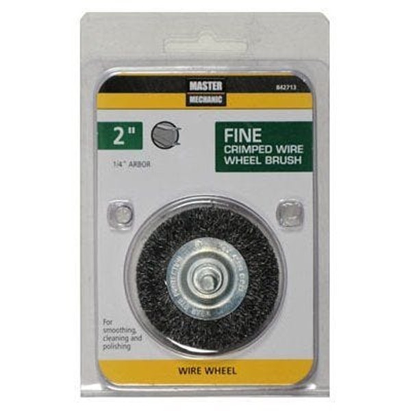 Master Mechanic 842713 Wire Wheel, 2 in Dia, 1/4 in Arbor/Shank