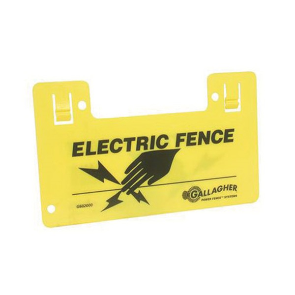 G602404 Warning Sign, ELECTRIC FENCE, Black Legend, Yellow Background, 9-1/2 in L, 5-1/2 in W