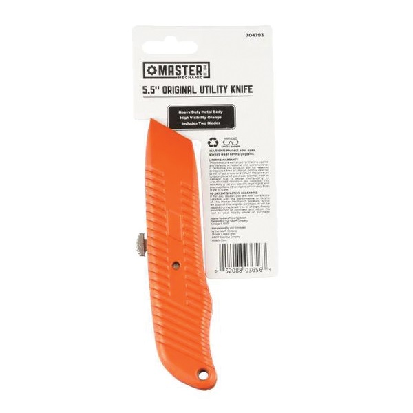 704793 Utility Knife, Aluminum Blade, Orange Handle