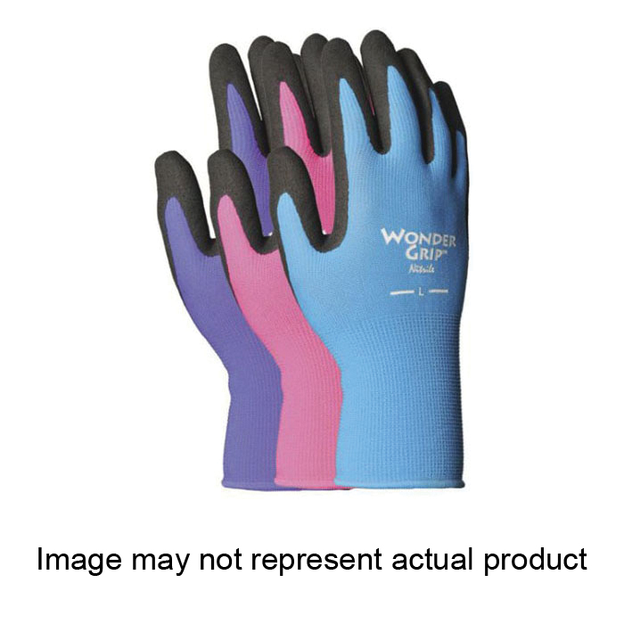 Wonder Grip WG515ACL Garden Gloves, Women's, L, Knit Wrist Cuff, Nitrile Coating, Nylon Glove, Assorted