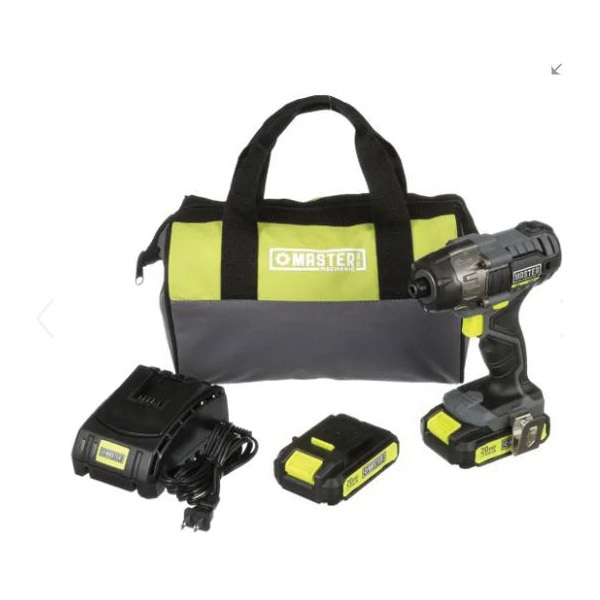 Master Mechanic 211897 Impact Driver, Battery Included, 20 V, 1.5 Ah, 0 to 2900 rpm Speed